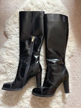 Emporio Armani Black Patent Knee-High Women's Boots